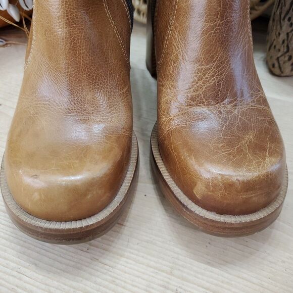 Vintage Y2K 90's Bongo Platform Chunky Heel Women's 7M Leather Tan Boots Brazil - Picture 4 of 16